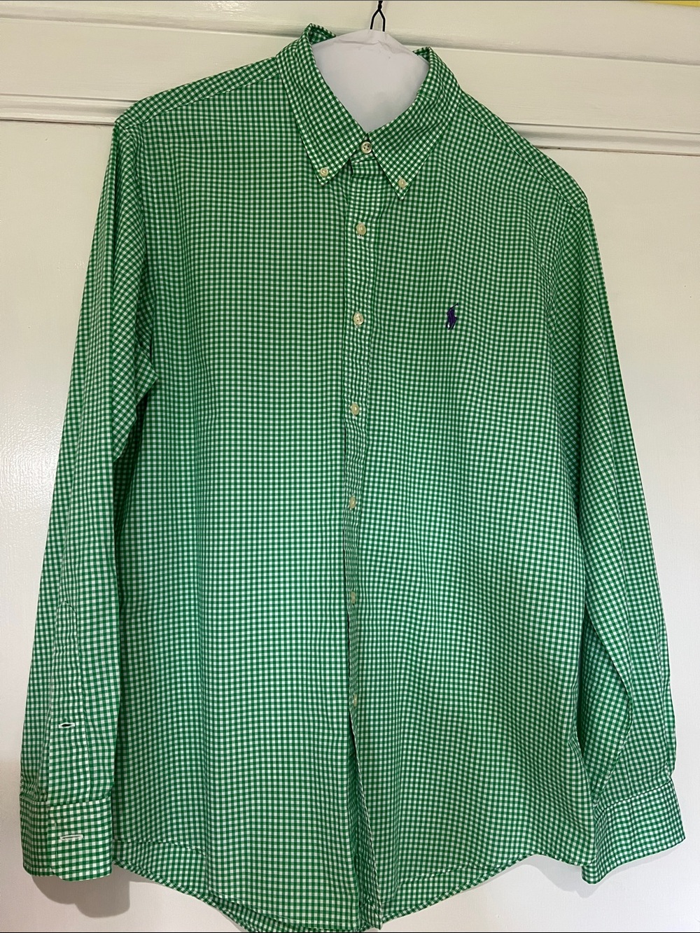 Polo Ralph Lauren Green White Mini Check Shirt - Sz L